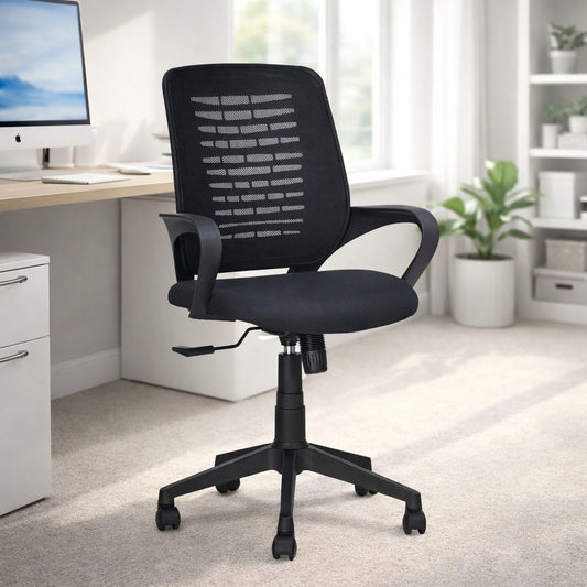 NITYAM Premium Study Chair |Meeting Chair| Office Chair for Home Work with Wheels Synthetic Fiber Bar Chair NITYAM