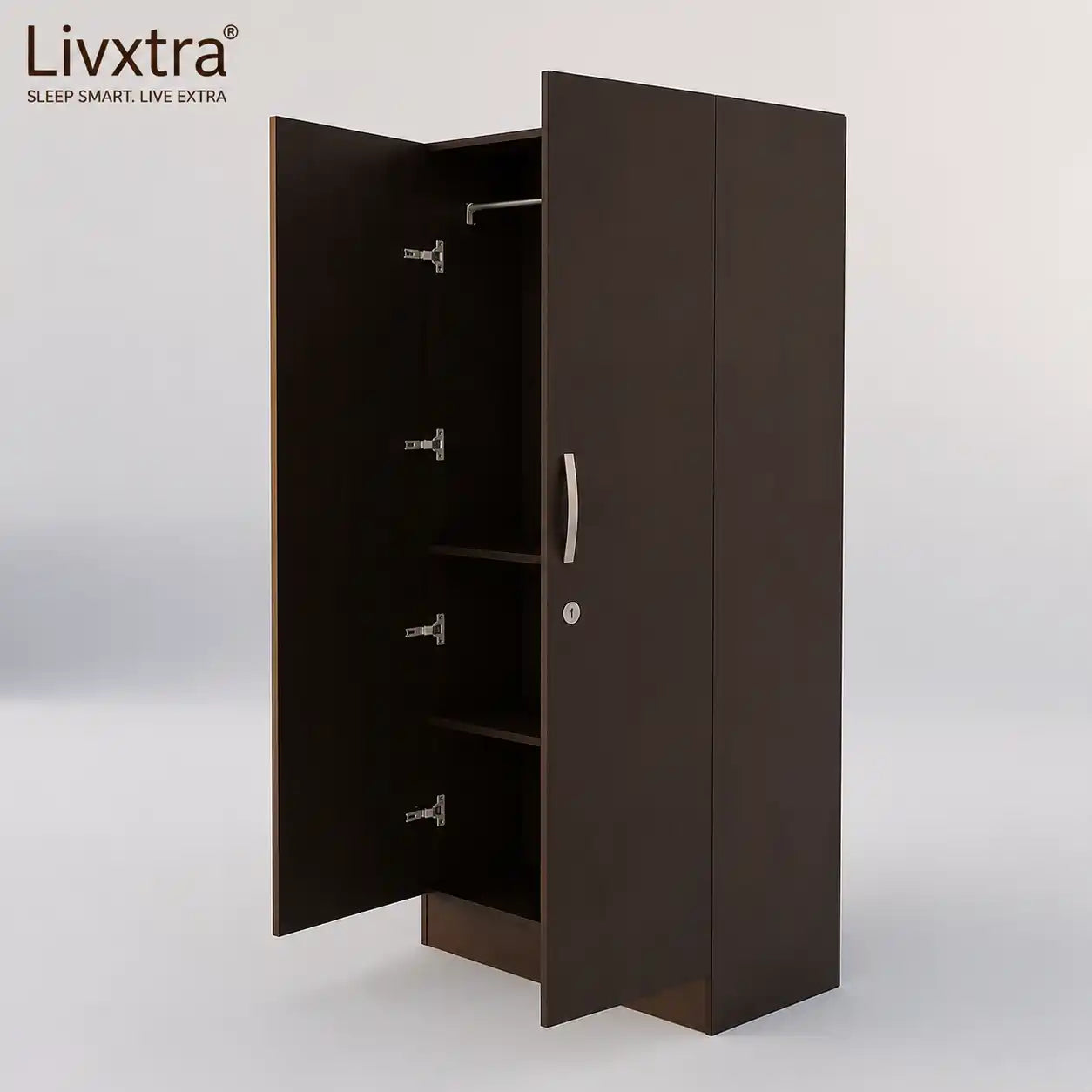 Livxtra Wooden Furniture Wardrobe With Storage Clothes Hanger for Bedroom Engineered Wood 2 Door Wardrobe