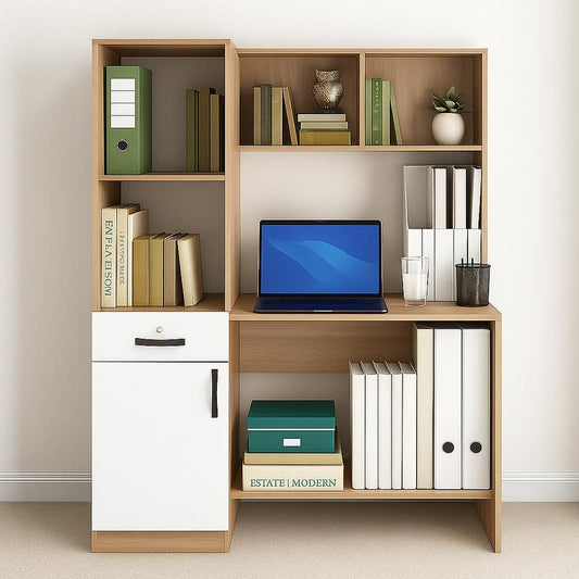 NITYAM Wooden Computer Table with Storage Cabinet|Study Table|Office Table Engineered Wood Multipurpose Table NITYAM