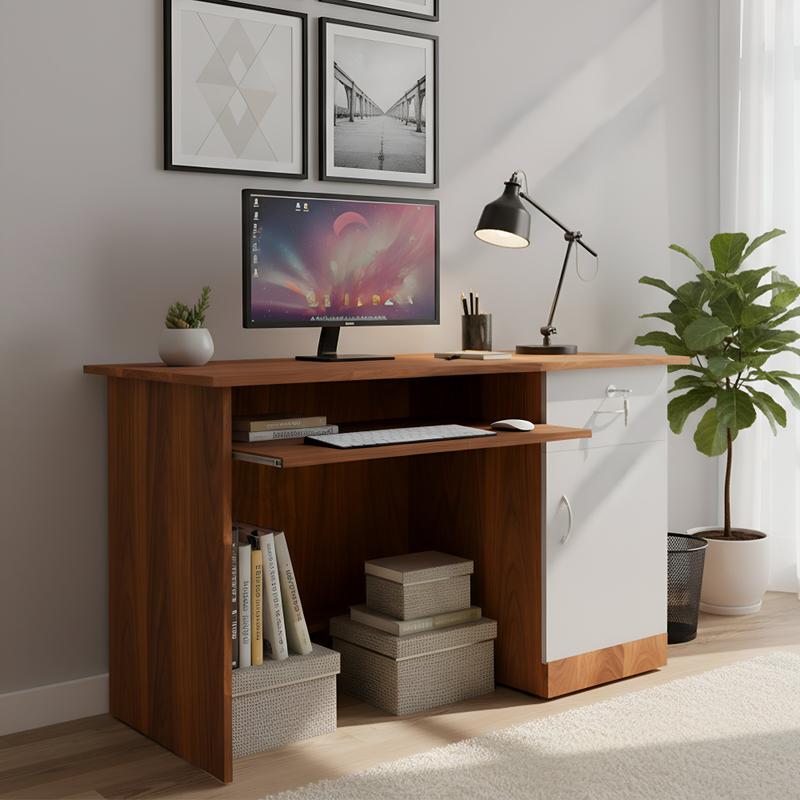 NITYAM Premium Quality Computer Table With Drawer Storage, Keyboard Trey Engineered Wood Multipurpose Table NITYAM