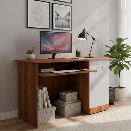 NITYAM Premium Quality Computer Table With Drawer Storage, Keyboard Trey Engineered Wood Multipurpose Table NITYAM