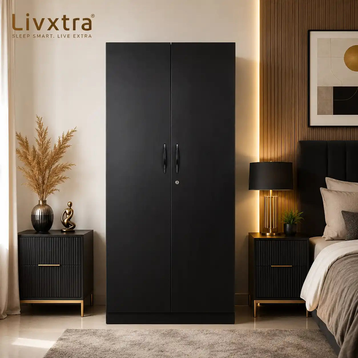 Livxtra Engineered Wood 2 Door Wardrobe