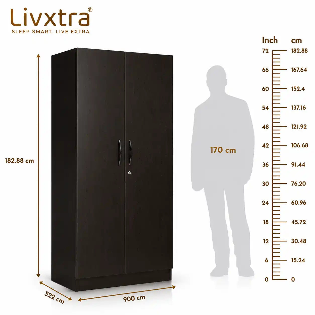 Livxtra Engineered Wood 2 Door Wardrobe