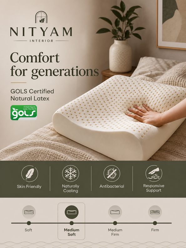 Nityam 100% Natural Latex Contour Pillow Nityam Interior