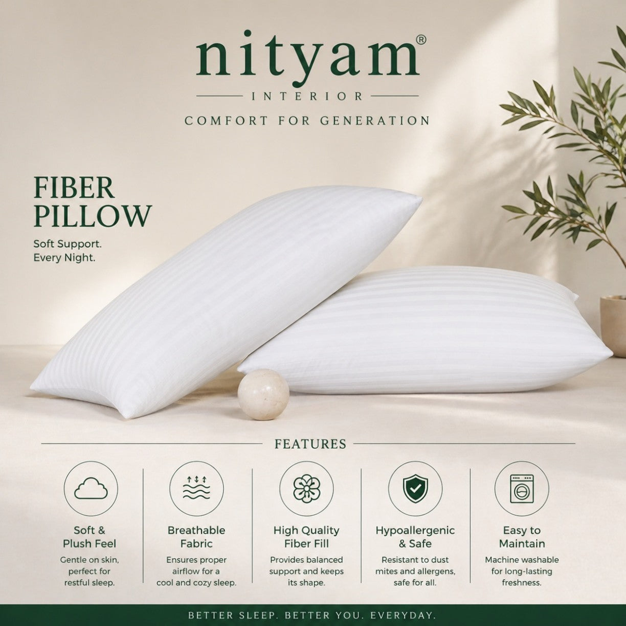 Nityam Microfiber Pillow Nityam Interior