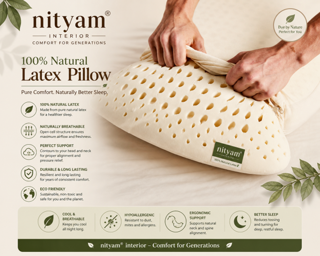Nityam 100% Natural Latex Pillow Nityam Interior