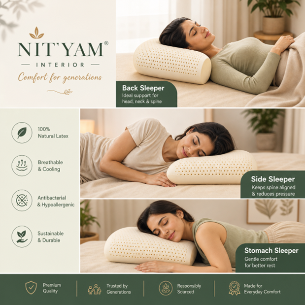 Nityam 100% Natural Latex Pillow Nityam Interior