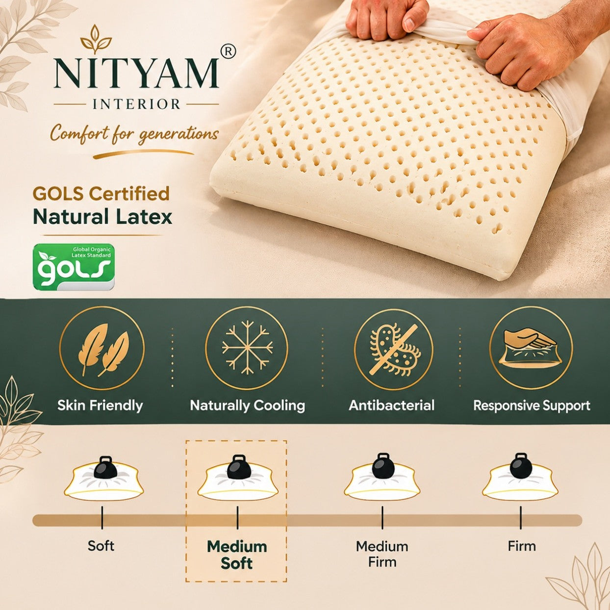 Nityam 100% Natural Latex Pillow Nityam Interior