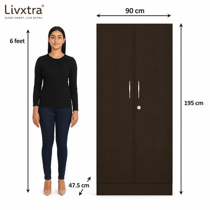 Livxtra Wooden Furniture Wardrobe With Storage Clothes Hanger for Bedroom Engineered Wood 2 Door Wardrobe