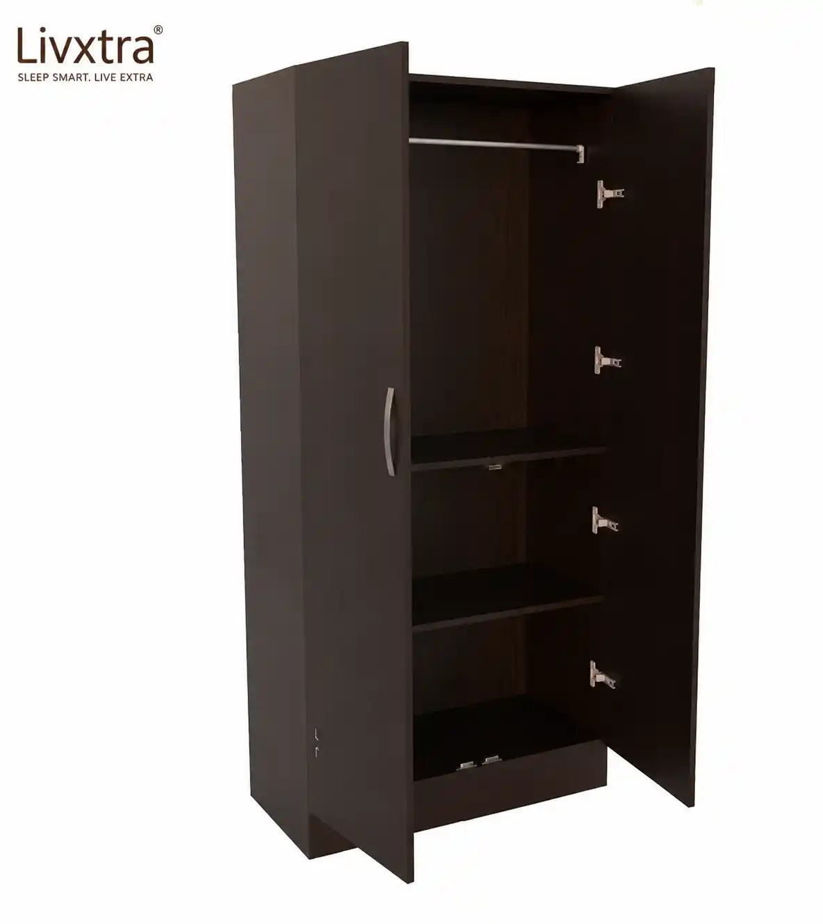 Livxtra Wooden Furniture Wardrobe With Storage Clothes Hanger for Bedroom Engineered Wood 2 Door Wardrobe