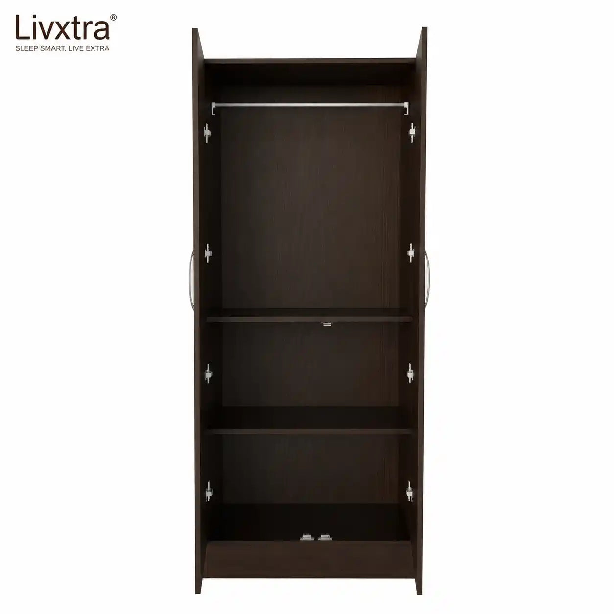 Livxtra Wooden Furniture Wardrobe With Storage Clothes Hanger for Bedroom Engineered Wood 2 Door Wardrobe