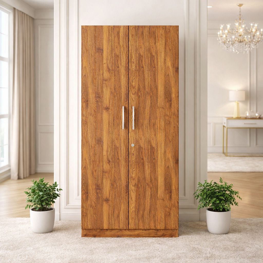 NITYAM Premium Quality Wooden Wardrobe For Bedroom Storage Clothes Engineered Wood 2 Door Wardrobe NITYAM